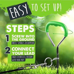 img 3 attached to 🐾 Mighty Paw Dog Tie Out Stake: Heavy Duty 18” Lead Anchor for Pets up to 125 LB – Tangle Free Swivel Ring, Ideal for Camping & Outdoor Adventures – Easy Install Comfort Handle (Green)