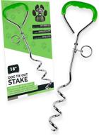 🐾 mighty paw dog tie out stake: heavy duty 18” lead anchor for pets up to 125 lb – tangle free swivel ring, ideal for camping & outdoor adventures – easy install comfort handle (green) логотип