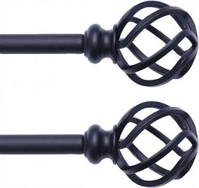img 4 attached to Transform Your Windows With QITERI Black Curtain Rods - Twisting Cage Finials, Single Rod 72"-144", 2 Pack!