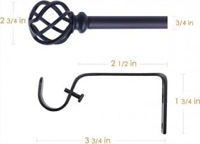 img 1 attached to Transform Your Windows With QITERI Black Curtain Rods - Twisting Cage Finials, Single Rod 72"-144", 2 Pack!