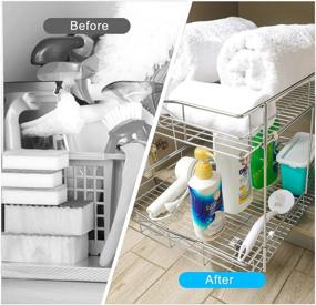 img 2 attached to 2 Tier Pull Out Under Sink Cabinet Organizer, Sliding Wire Shelf Storage Basket For Kitchen Bathroom - 17" W X 21" D X 16-3/8"H (Requires 18 Inch Cabinet Opening)