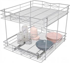img 4 attached to 2 Tier Pull Out Under Sink Cabinet Organizer, Sliding Wire Shelf Storage Basket For Kitchen Bathroom - 17" W X 21" D X 16-3/8"H (Requires 18 Inch Cabinet Opening)