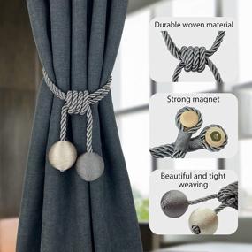 img 1 attached to Enhance Your Window Décor With New 2-Pack Grey Magnetic Curtain Tiebacks