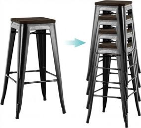 img 2 attached to Upgrade Your Patio With Mecor'S Set Of 4 Removable Backrest Bar Stools - 30'' Counter Height, Metal Frame, And Wood Seat In Sleek Black Finish