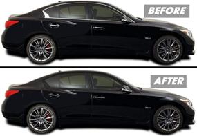 img 3 attached to Chrome Delete Blackout Vinyl Overlay For 2014-2022 Infiniti Q50 Q50S Sedan Window Trim (Satin Black)