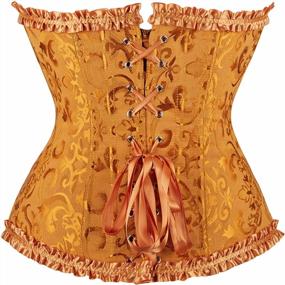 img 2 attached to Plus Size Women'S Sexy Floral Lace Up Back Corset Bustier Top Lingerie