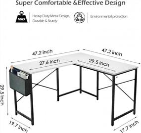 img 2 attached to Lufeiya White Computer Gaming Corner Desk For Home Office Small Spaces Modern Study Bedroom Writing Desks 47 Inch L Shaped Table