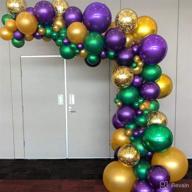 🎈 partywoo carnival balloons: 50 pcs 12 inch purple, green & gold balloons with confetti - perfect for vintage, little mermaid & aladdin parties логотип