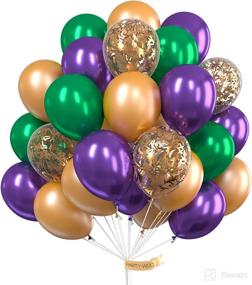 img 3 attached to 🎈 PartyWoo Carnival Balloons: 50 pcs 12 Inch Purple, Green & Gold Balloons with Confetti - Perfect for Vintage, Little Mermaid & Aladdin Parties