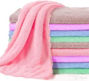 img 4 attached to 👶 10-Pack of Baby Washcloths | Large 20x10 inch | Highly Absorbent Burp Cloths | Soft Microfiber Coral Fleece Towels | Multicolor Wash Rags | Ideal for Newborns, Infants, and Toddlers during Bath Time