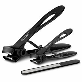img 4 attached to Extra Wide Jaw Nail Clippers For Thick & Ingrown Toenails: SZQHT Manicure Set, Pedicure Kit For Men & Women (Black)