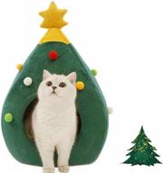 🎄 ushang pet christmas tree cat house bed: portable green pet igloo tent for kittens and small animals - indoor doggy house and cat cave nest logo