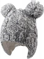 warm & adorable winter hats for babies & toddlers - jangannsa chunky cable knit hats with fleece earflap & pompom - perfect for christmas! logo