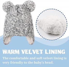 img 2 attached to Warm & Adorable Winter Hats For Babies & Toddlers - JANGANNSA Chunky Cable Knit Hats With Fleece Earflap & Pompom - Perfect For Christmas!