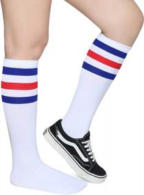 img 3 attached to Pareberry Triple Stripes: Comfortable Knee High Tube Socks For All Genders