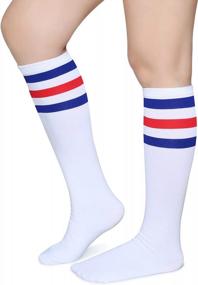img 4 attached to Pareberry Triple Stripes: Comfortable Knee High Tube Socks For All Genders