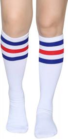 img 1 attached to Pareberry Triple Stripes: Comfortable Knee High Tube Socks For All Genders