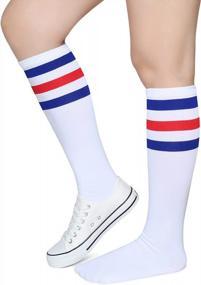 img 2 attached to Pareberry Triple Stripes: Comfortable Knee High Tube Socks For All Genders