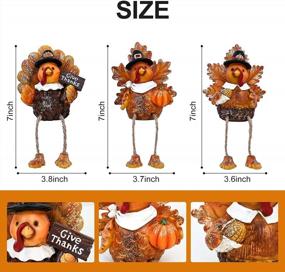img 1 attached to 3 Pcs Resin Pilgrim Turkey Figurines Thanksgiving Tabletop Centerpieces Home Kitchen Autumn Decor Displays Dangling Legs Harvest Fall Decor ALLADINBOX