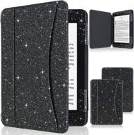 glitter black leather folio smart cover case with auto sleep wake feature for all new and previous kindle paperwhite models - acdream kindle paperwhite case 2018 logo
