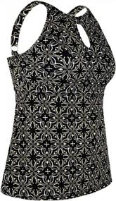 img 3 attached to Chic And Comfortable: Septangle Women'S Halter High Neck Tankini Top With Key Hole Detail
