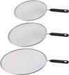 antallcky 3 pack grease splatter screen for frying pan with black plastic handle-grease splatter guard shield-no oil mess–no burns–ultra fine mesh lids-rust free stainless steel-9.8,11.5,13 inch logo
