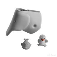 🐘 silicone gray elephant bathtub spout cover for kids - kids bathroom accessories - tub faucet protector - faucet cover for baby with free bathtub toys logo