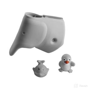 img 4 attached to 🐘 Silicone Gray Elephant Bathtub Spout Cover for Kids - Kids Bathroom Accessories - Tub Faucet Protector - Faucet Cover for Baby with Free Bathtub Toys