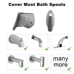 img 1 attached to 🐘 Silicone Gray Elephant Bathtub Spout Cover for Kids - Kids Bathroom Accessories - Tub Faucet Protector - Faucet Cover for Baby with Free Bathtub Toys