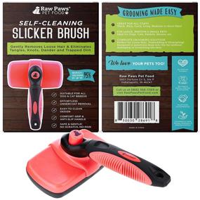 img 3 attached to Raw Paws Pet Slicker Brush: Self Cleaning Dematting & Deshedding Brush for Dogs & Cats