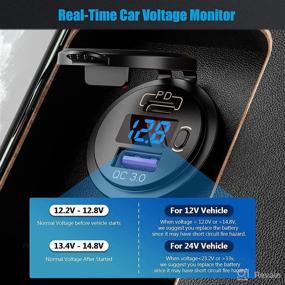 img 2 attached to 🔌 Convenient 2-Pack USB C Car Charger Socket with PD3.0 & QC3.0, LED Voltmeter, and ON/Off Switch - Ideal for Car, Boat, Marine, RV, Truck, Golf