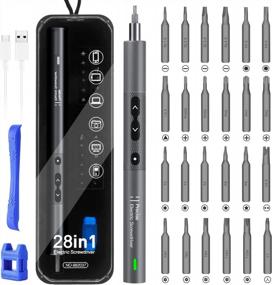 img 4 attached to 28-In-1 WOTOW Mini Electric Screwdriver Set With Magnetizer And LED Lights For Phone, Watch, Laptop Repair