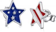 серьги-гвоздики с американским флагом сша для женщин - стерлингового серебра 925 пробы патриотические красные, белые и синие серьги-гвоздики со звездами четвертое июля день независимости ювелирные подарки логотип