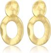 make a statement with lolias hammered gold clip-on earrings - elegant water drop & round geometry in gold tone plating & long clips logo