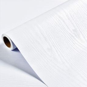img 4 attached to 16 дюймов X 79 дюймов белая клейкая бумага с древесным зерном для мебели, шкафов и гардеробов - REDODECO