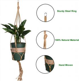 img 3 attached to Macrame Plant Hangers 2 Pack - 4 Legs Outdoor Planter Pot Holder For Home Garden Decorations