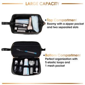 img 3 attached to Spacious Black PU Leather Dopp Kit For Men: Ideal Travel Companion