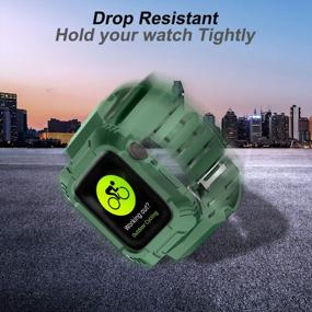 img 2 attached to OCYCLONE Compatible For Apple Watch Band 44Mm 45Mm, Rugged Protective Shockproof Resistant Case With Bands Strap Fit With 44/45Mm IWatch Series SE 8 7 6 5 4 For Sport Style For Women Mens - Green