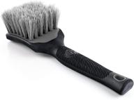 🧽 detail factory - stiff synthetic bristle tire scrub brush - ergonomic design, effortless tire cleaning, grey логотип