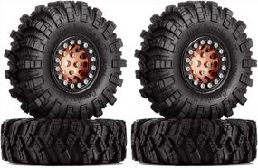 img 4 attached to INJORA 1.0 Mud Terrain Tires For SCX24 Gladiator Bronco C10 JLU Deadbolt B17 Axial 1/24 & 1/18 Crawler Upgrade Parts (Black＆Copper)