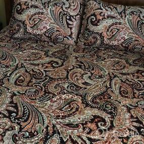 img 5 attached to Queen Size Paisley Quilt Set By Exclusivo Mezcla: Colorful Lightweight Quilted Bedspread, Coverlet, And Bedding With Blue And White Print Pattern (92X96)