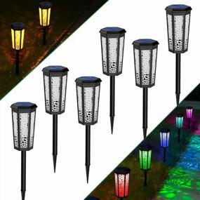 img 4 attached to JSOT Solar Pathway Lights Outdoor Waterproof Color Changing,2 Modes Auto On/Off Solar Powered Lights For Garden Backyard Driveway Landscape 6 Pack