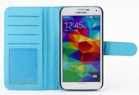 img 2 attached to Чехол-бумажник для Samsung Galaxy S5 — откидная крышка-фолио из искусственной кожи с прорезями для карт и карманом для денег — голубой — совместим с Galaxy SV/5 (2014) от RUBAN