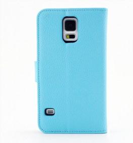 img 3 attached to Чехол-бумажник для Samsung Galaxy S5 — откидная крышка-фолио из искусственной кожи с прорезями для карт и карманом для денег — голубой — совместим с Galaxy SV/5 (2014) от RUBAN