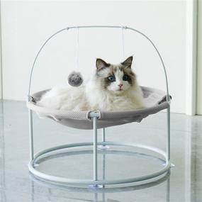 img 2 attached to 🐱 MUMUONE Gray Elevated Cat Hammock Bed: Breathable, Washable, and Free-Standing Pet Supplies