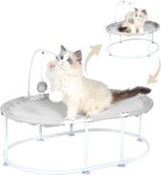 🐱 mumuone gray elevated cat hammock bed: breathable, washable, and free-standing pet supplies logo