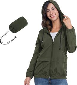 img 4 attached to Women's Packable Windbreaker Ponchos with Waterproof Drawstring - Clothing and Coats, Jackets & Vests