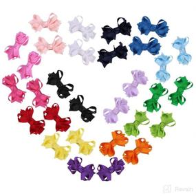 img 3 attached to 🎀 Demolling 15Pairs 2" Tiny Hair Bows - Adorable Ribbon Covered Clips for Babies, Toddlers, and Girls