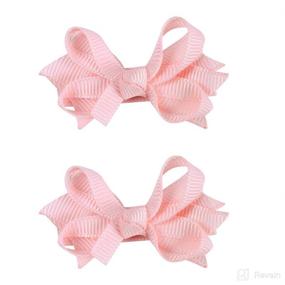 img 1 attached to 🎀 Demolling 15Pairs 2" Tiny Hair Bows - Adorable Ribbon Covered Clips for Babies, Toddlers, and Girls