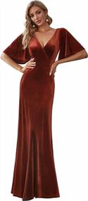 img 4 attached to Women'S Retro V-Neck Wrap Velvet Maxi Dress Long Formal Evening Gown 0861